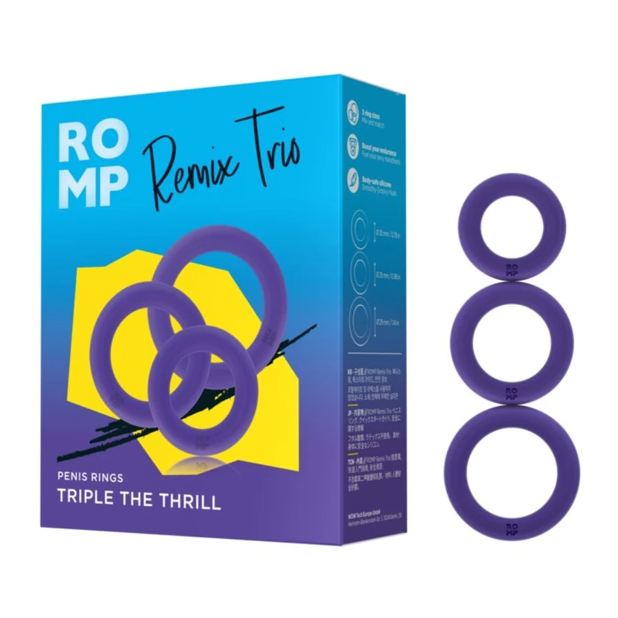 ROMP - REMIX TRIO SET DI 3 ANELLI PER PENE IN SILICONE VIOLA